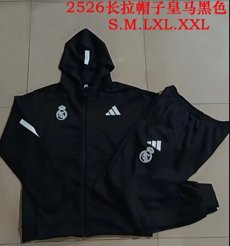 AAA Quality Real Madrid 25/26 Hoodie Tracksuit - Black/White